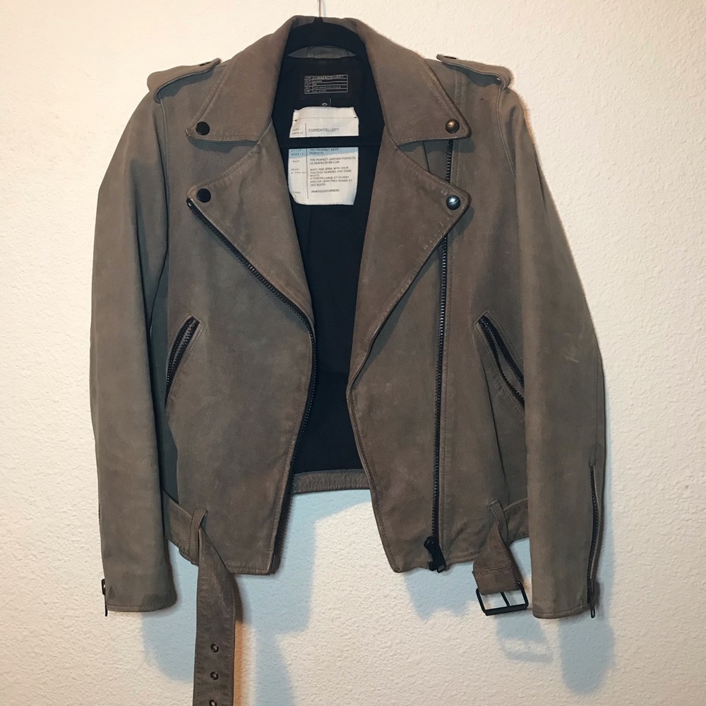 CURRENT/ELLIOT Genuine Goat Leather Moto Jacket